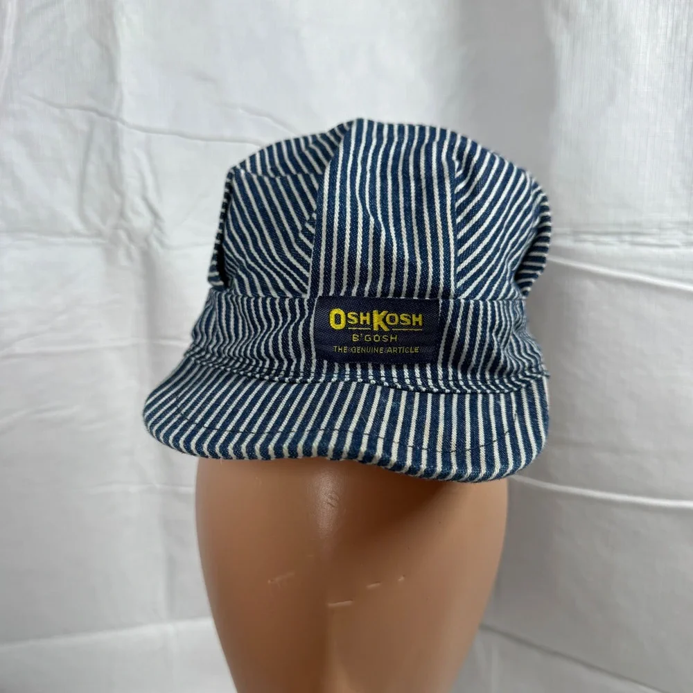 OshKosh B Gosh Infant Hickory Stripe Conductor Train Engineer Hat Made in USA